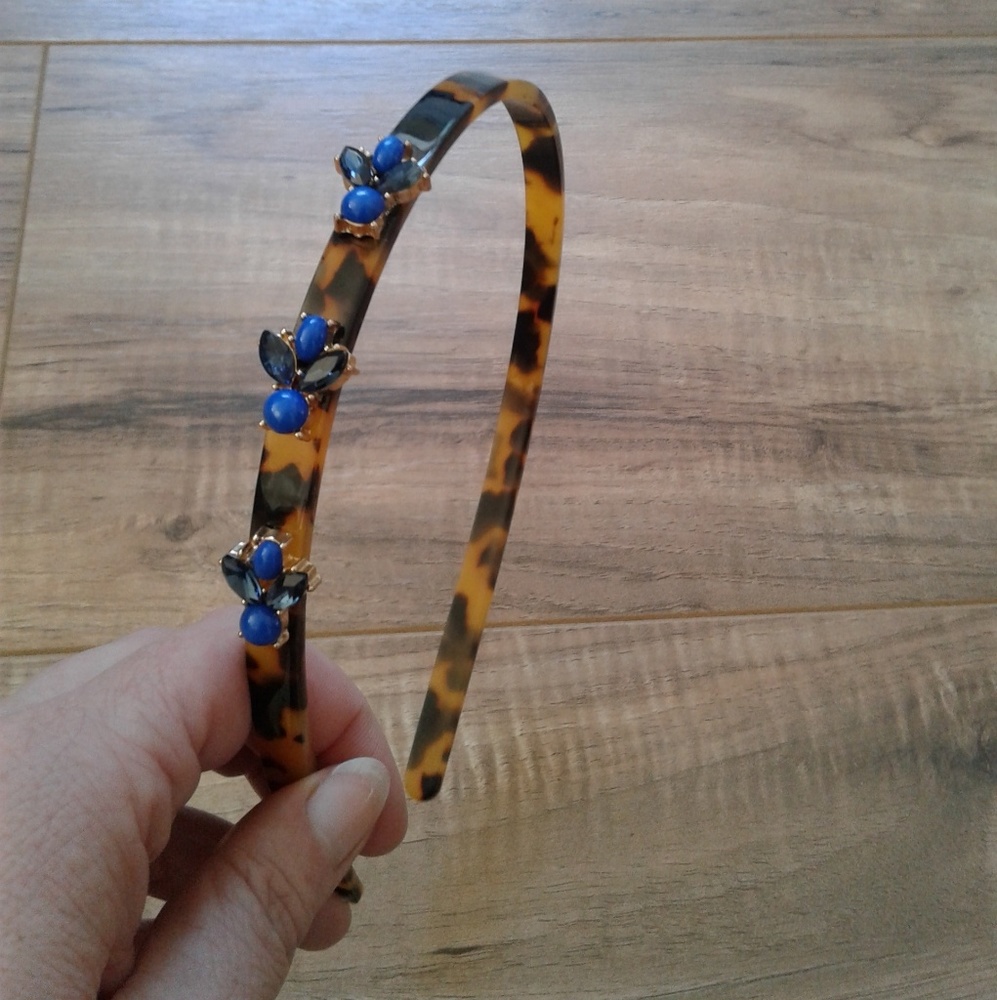 J Crew Tortoise Shell Blue Gem Headband